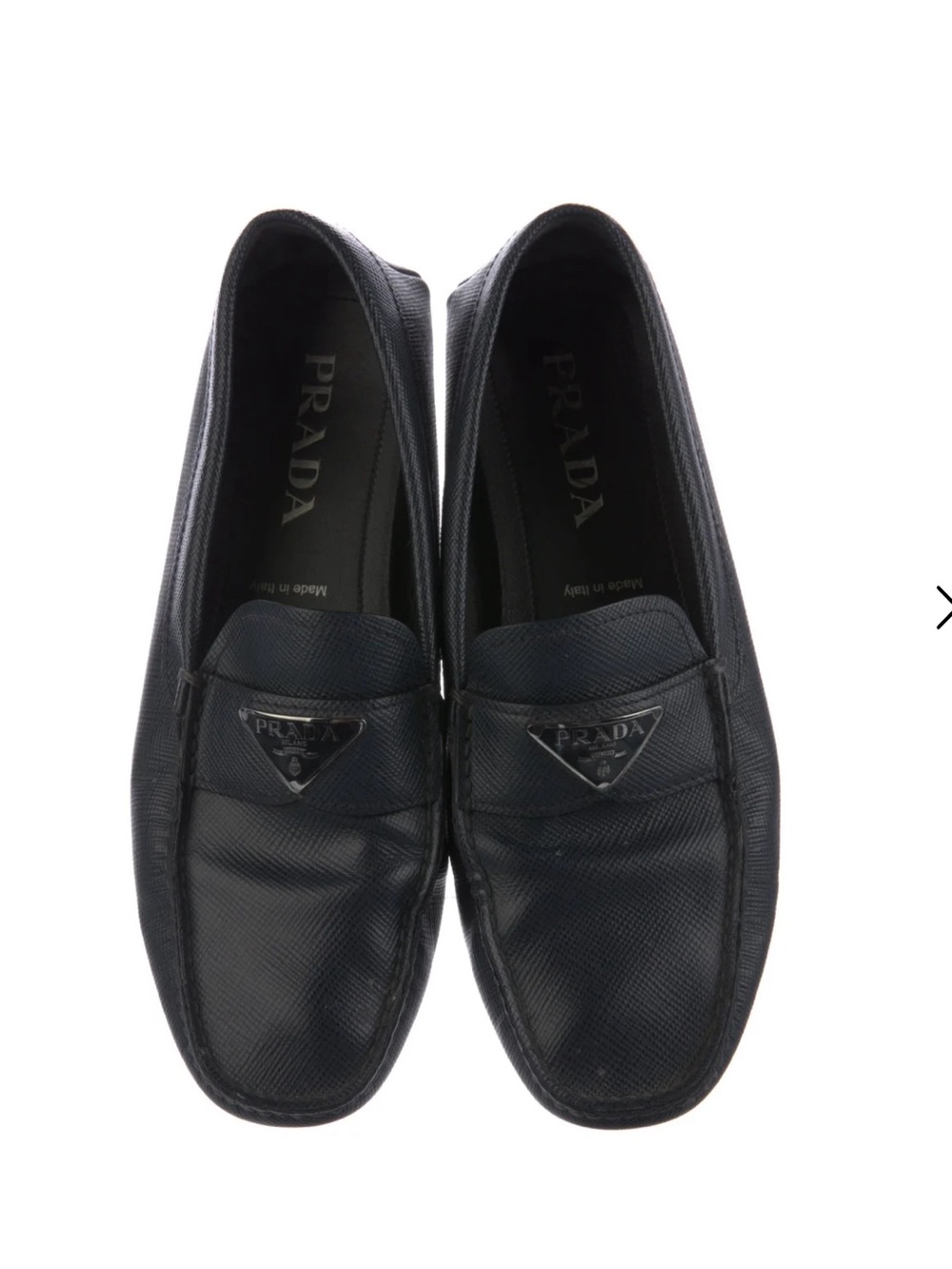 Prada Blue Saffiano Leather Driver Loafers with Triangle Logo